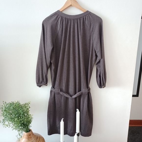 SOLD 5/30 🔮Taupe Belted Drop-Waist Dress - Picture 13 of 13